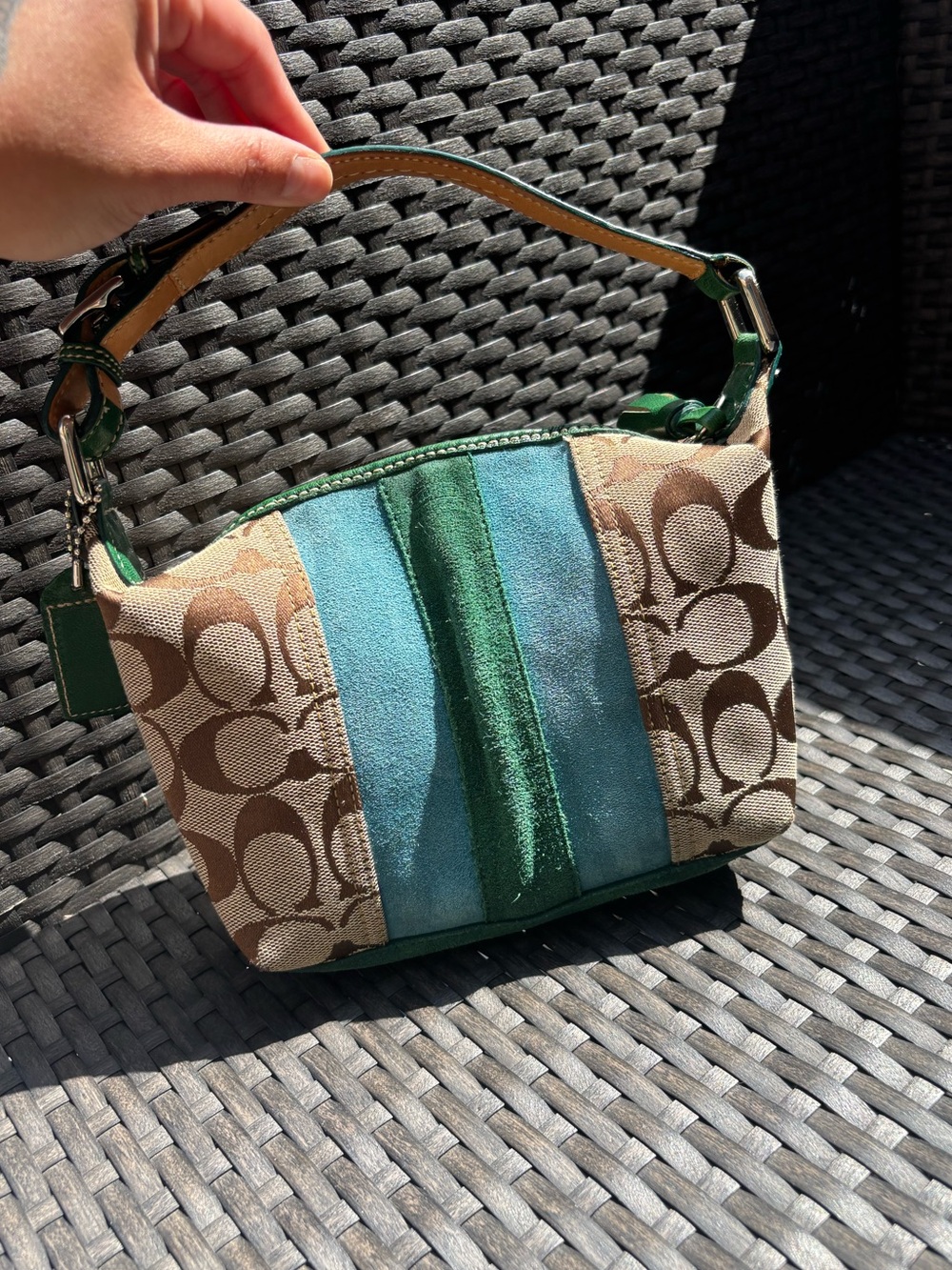 Y2K Coach Limited Seasonal Release Signature Suede Stripe Demi Bag 2004 Rare